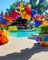 140pcs Summer Tropical Balloon Garland Arch Kits with Beach Balls